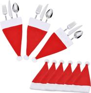 36 santa hat silverware holders for cutlery party dinner table - festive christmas décor логотип