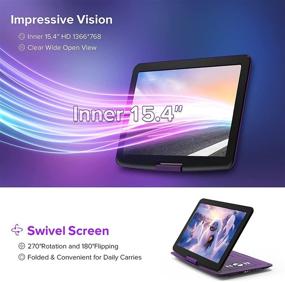 img 3 attached to 📀 WONNIE 17.9" Portable DVD/CD Player with 15.4" Swivel HD Screen, 6-Hour Rechargeable Battery, USB/SD Card/TV Sync, Regions Free, Car Charger, Remote Control for Kids - Purple
