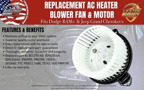 img 1 attached to High-Quality Replacement AC Heater Blower Motor Fan - Replace 5012701AB, PM9198, 700012, 5096255AA, 5096256AA - Compatible with 2002-2008 Dodge Ram 1500, 2500, 3500, 02-04 Jeep Grand Cherokee - Air Conditioner Fan