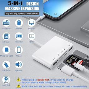 img 3 attached to 5-в-1 устройство для подключения с разъемом Lightning, с HDMI-адаптером 2K, считывателем карт TF и SD, конвертером USB-камеры (в комплекте 2,5 футовый кабель Lightning) - совместимо с iPhone, iPad и другими устройствами USB.