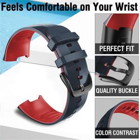 img 2 attached to 👉 ANCOOL Fitbit Charge 4 Band - Soft Silicone Sport Wristband Replacement for Charge 3/SE/Charge 4 (Large, Slate/Red) - Compatible for Men and Women