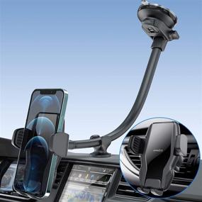 img 4 attached to 📱 13” Gooseneck Windshield Car Phone Holder Mount with Strong Suction Cup - Hands-Free Dash & Windshield Mount for 4.7-7 inches Mobile - Ideal for Car & Truck