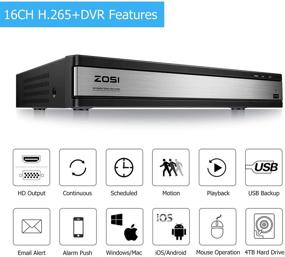 img 1 attached to 📷 ZOSI Full HD 1080p H.265+ 16 Channel DVR Security Camera System with 4TB Hard Drive, Motion Detection, Remote Control, and Email Alarm