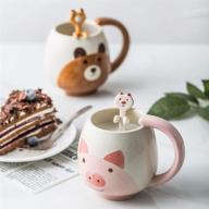 ☕ 15 oz pig coffee mug with spoon - funny coffee mug, novelty cup, ceramic mug gift for women, men, birthday, festival, christmas logo