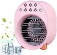 pisiqi portable air conditioner fan: mini evaporative cooler with 7 colors light changing, super quiet misting humidifier for home office travel (pink) logo