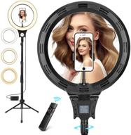 🌟 enhance your live streams and makeup sessions with the 12 inch selfie ring light kit - 67" tripod stand, cell phone holder, 3 color modes, 10 brightness levels, 55w 6000k dimmable - iphone/android compatible! perfect for tiktok too! logo