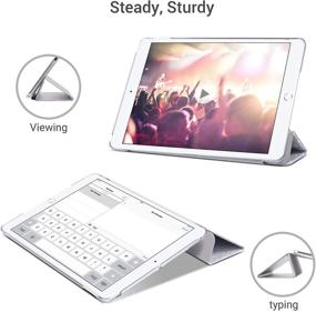 img 2 attached to 📱 ULAK iPad 10.2 inch Case - Slim Lightweight Trifold Smart Shell for iPad 9th Gen 2021, iPad 8th/7th Gen 2020/2019 - Premium Shockproof Case in Silver