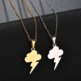 img 2 attached to Storm Cloud Lightning Pendant Necklace - RZCXBS Thunder Necklace, Hypoallergenic Surgical Stainless Steel