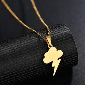 img 3 attached to Storm Cloud Lightning Pendant Necklace - RZCXBS Thunder Necklace, Hypoallergenic Surgical Stainless Steel