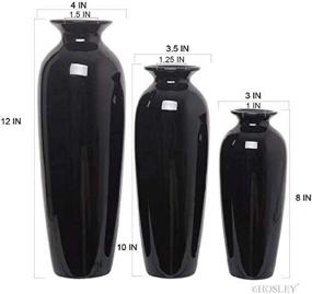 img 3 attached to 💐 Hosley Set of 3 Black Ceramic Vases: Perfect Wedding Gift for Home, Office, Decor, and Aromatherapy