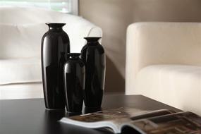 img 4 attached to 💐 Hosley Set of 3 Black Ceramic Vases: Perfect Wedding Gift for Home, Office, Decor, and Aromatherapy