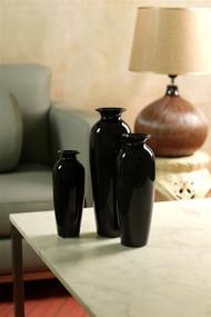 img 1 attached to 💐 Hosley Set of 3 Black Ceramic Vases: Perfect Wedding Gift for Home, Office, Decor, and Aromatherapy