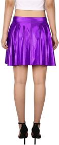 img 1 attached to 💃 Stylish HDE Plus Size Shiny Liquid Skater Skirt: Metallic, Wet Look & Pleated