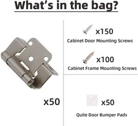 img 3 attached to 🔧 DecoBasics 1/2” Overlay Partial Wrap Semi Wrap Self Closing Cabinet Hinges (25 Pair - 50 Pack) - Brushed Satin Nickel - Easy Installation on Kitchen Cabinet Door