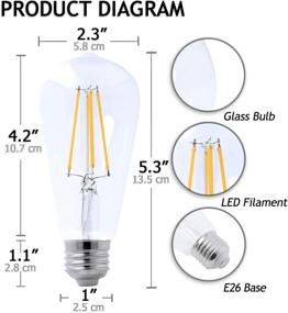 img 3 attached to 💡 Vintage Style LED Edison Light Bulbs 60W Equivalent, Decorative Incandescent Lightbulb with E26 Base, ST58 Industrial Electrical