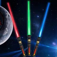 🔦 motion sensitive 3 colors led fx dual light swords set with sound and realistic handle - ideal for kids, halloween party, xmas presents (pack of 3) logo
