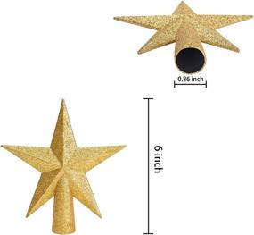 img 3 attached to Golden Glitter Star Decoration for 6-inch Christmas Tree Top Crown - Livder