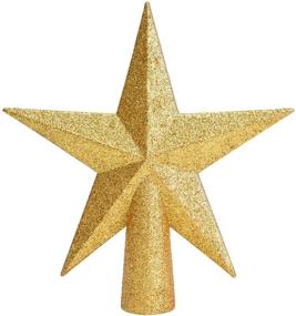 img 4 attached to Golden Glitter Star Decoration for 6-inch Christmas Tree Top Crown - Livder