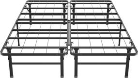 img 3 attached to 🛏️ SZQINJI Full Size Platform Bed Frame - 14 Inch Metal Slat, Heavy Duty Mattress Foundation, No Box Spring Required, Easy Assembly, Foldable Design, Black (73x52x14 inches)