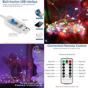 img 1 attached to 🎄 Christmas Fairy Lights 66FT 200 LED - USB Fairy Lights with Remote Control, Bendable Copper, 7 Color Changing, Dimmable 8 Modes - Bedroom Decor Party Indoor Decorations