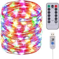 🎄 christmas fairy lights 66ft 200 led - usb fairy lights with remote control, bendable copper, 7 color changing, dimmable 8 modes - bedroom decor party indoor decorations логотип