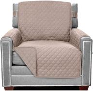 sofa shield patented chair slipcover: reversible tear resistant 🛋️ microfiber, 23” seat width, stain protector with straps - light taupe logo