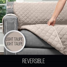img 2 attached to Sofa Shield Patented Chair Slipcover: Reversible Tear Resistant 🛋️ Microfiber, 23” Seat Width, Stain Protector with Straps - Light Taupe