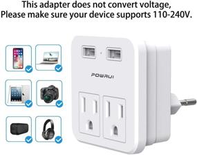 img 1 attached to 🔌 POWRUI European Travel Plug Adapter - 2 Pack International Power Adapter with AC Outlets and Dual USB Ports - USA to Europe EU Israel Brazil Italy(Type C)