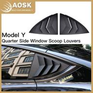 aosk tesla model y window scoop louvers 2020-2021: 🚗 matt black side window visor cover for enhanced style and protection logo