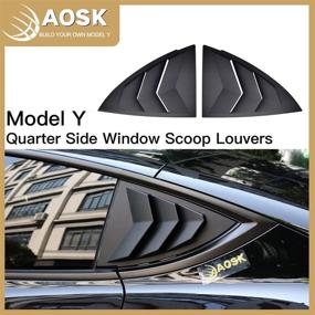 img 4 attached to AOSK Tesla Model Y Window Scoop Louvers 2020-2021: 🚗 Matt Black Side Window Visor Cover for Enhanced Style and Protection