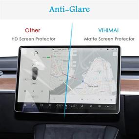 img 2 attached to 🔍 Tesla Model Y Model 3 Screen Protector - VIHIMAI Matte No Glare Tempered Glass, 9H Hardness, Anti-Scratch HD, 15&#34; Navigation Touchscreen Protector for Model Y/3