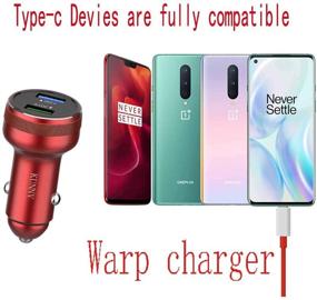 img 1 attached to Kunnv Warp Car Charger Dual USB Rapid Charging Dash Charger with OnePlus 8 Pro 8T 7 Pro 7 6 5 4 3 (Charger + Cable), Red, GX729