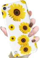 j.west white sunflower pattern ipod touch case - cute & protective floral print cover for ipod touch 7, 6th gen & 5 - girls & women soft tpu silicone slim design logo