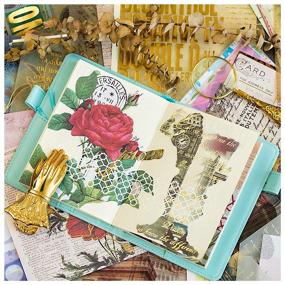 img 3 attached to 🐱 CATaireen Junk Journal Card Making Supplies Kit: Premium Vintage Gold Washi Paper Pack with 120pcs Collage Decoupage Art Craft Embellishments - Perfect for DIY TN Travel Notebooks and Adults Scrapbooking
