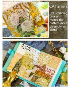 img 2 attached to 🐱 CATaireen Junk Journal Card Making Supplies Kit: Premium Vintage Gold Washi Paper Pack with 120pcs Collage Decoupage Art Craft Embellishments - Perfect for DIY TN Travel Notebooks and Adults Scrapbooking