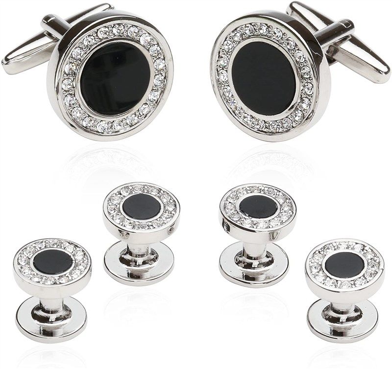 black zirconia cufflinks formal presentation logo