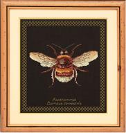 🐝 thea gouverneur counted cross stitch kit 3018.05 bumble bee pre-sorted dmc threads aida black 6.7 x 7.1inch diy kit - improved seo logo