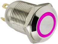 🚗 12mm waterproof car boat momentary push button switch stainless with esupport purple led light 2a logo