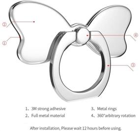 img 3 attached to Pzoz Металлическое кольцо на палец для телефона, держатель сзади с подставкой, складная ручка, петля, автомобильный крепеж, подставка для ног 360 для iPhone Samsung Galaxy Mobile, милые аксессуары (серебристый)
