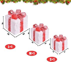 img 3 attached to 🎁 Bstge Christmas Lighted Gift Boxes: Set of 3 Decorative Ornaments with 48 Warm White LED Lights for Indoor Outdoor Holiday Decorations