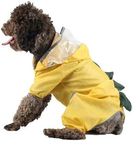 img 2 attached to 🦖 Coomour Dog Raincoats: Stylish Adjustable Dinosaur Rain Poncho for Cats & Dogs - Cute, Waterproof Hoodies for Pets of All Sizes