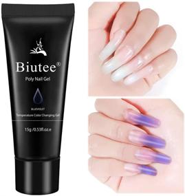 img 3 attached to 🌈 Комплект Poly Nail Gel Biutee - 7 цветов 0,53 унции Температурный гель с изменением цвета, с блестками, для наращивания ногтей Crystal Nail Extension Gel Builder Gel, Soak Off UV Gel - набор из 7 предметов