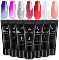 🌈 комплект poly nail gel biutee - 7 цветов 0,53 унции температурный гель с изменением цвета, с блестками, для наращивания ногтей crystal nail extension gel builder gel, soak off uv gel - набор из 7 предметов логотип