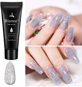 img 1 attached to 🌈 Комплект Poly Nail Gel Biutee - 7 цветов 0,53 унции Температурный гель с изменением цвета, с блестками, для наращивания ногтей Crystal Nail Extension Gel Builder Gel, Soak Off UV Gel - набор из 7 предметов