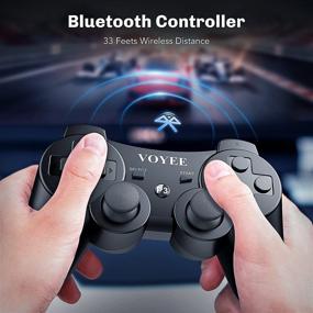 img 1 attached to 🎮 High-Performance 2 Pack VOYEE Wireless Controller for PS3 - Upgraded Joystick, Rechargeable Battery, Motion Control, Double Shock
