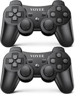 🎮 high-performance 2 pack voyee wireless controller for ps3 - upgraded joystick, rechargeable battery, motion control, double shock logo