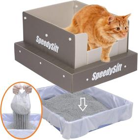 img 4 attached to 🐱 SpeedySift: Large Cat Litter Box with Disposable Sifting Liners & High-Sided Corrugated Plastic Board