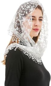 img 2 attached to 💒 Pamor Triangle Lace Veil Mantilla: Elegant Cathedral Head Covering for Mass, Weddings & Bridesmaids