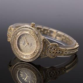 img 1 attached to 💎 Luxurious Ladies' Gold Stainless Steel Crystal Quartz Dress Watch by SIBOSUN - Elegant Bling Bracelet