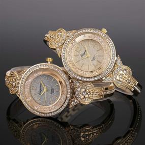 img 3 attached to 💎 Luxurious Ladies' Gold Stainless Steel Crystal Quartz Dress Watch by SIBOSUN - Elegant Bling Bracelet